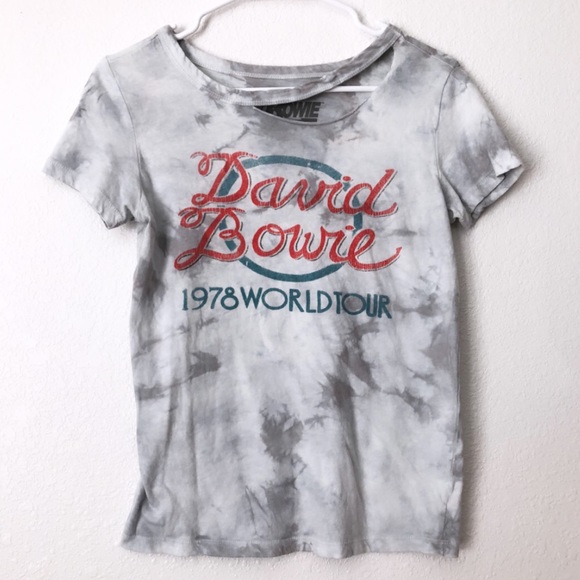 David Bowie Tops - David Bowie Distressed Tie Dye Band Graphic Tee